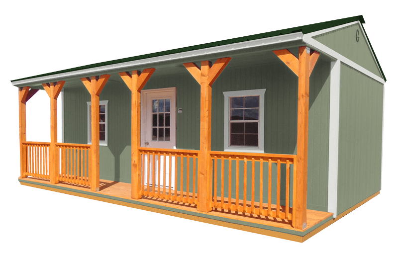 Side Porch Cabin Painted